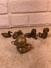 Vintage Solid Brass Animal Figurines Lot 2 ducks 2 dogs 1 frog Sizes 1
