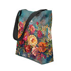Vintage Roses Tote Bag, Reusable Shopping Bag, Floral Shoulder Bag, Market Tote