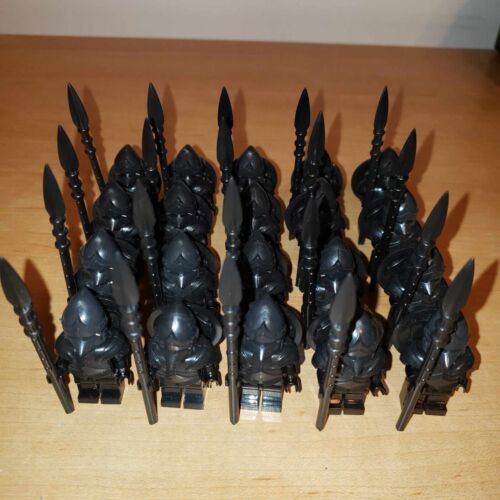 Custom Lego Black Knight Spartan Army Lot of 20 Mini figures w/ Spears & Shields