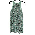 Skies Are Blue Womens Large Floral Blue Shirt Halter Empire Waist Style 94204
