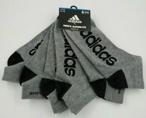 6 Pack Adidas Superlite AEROREADY GRAY BLACK LOGO MEN LOW CUT Socks Large 6-12