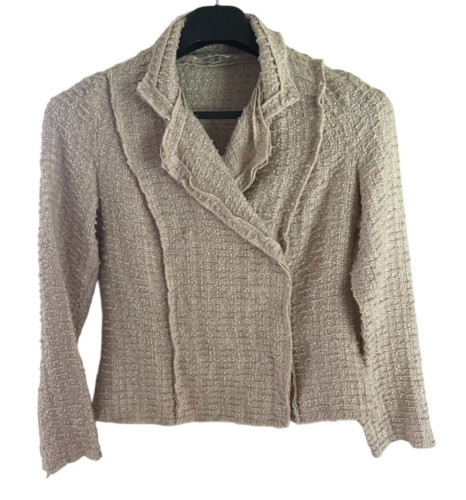 Cabi Beige Sweater Hidden Snaps Soft Boucle Small