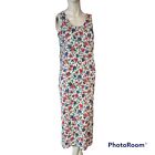 Vintage 90s Dress Size Large Floral Long Maxi Slit Sleeveless Summer Basic
