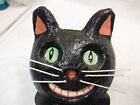 Vtg Bethany Lowe Halloween Paper Mache Happy Black Cat Candy Bucket Small 6