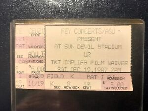 Authentic U2 ticket 1987 Rattle and Hum Sun Devil Stadium Tempe Arizona