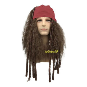 Adult Jack Sparrow Wig Pirates of the Caribbean Cosplay Costume Hair Halloween