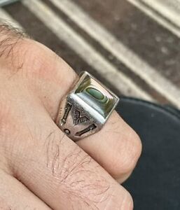 Bell Trading Post Vintage Sterling Ring Abalone Sz 8.5 Fred Harvey