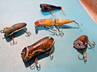 Wooden Antique Vintage Glass Eye Fishing Lure Lot Of 5 Old Lures as is