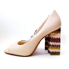 Katy Perry The Catie Chunky Block High Heels Open Peep Toe Nude Womens Size 7