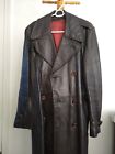 Mens Brown Vintage Leather Trench Coat Size 38