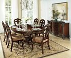 STUNNING FORMAL 7 PC ROUND OVAL CHERRY DINING TABLE CHAIRS DINING FURNITURE SET