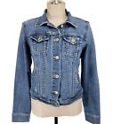 Old Navy Fitted Jean Jacket Womens Small Blue Faded Trucker Denim Distressed