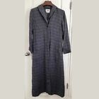 FLAX 100% Linen Duster Length Coat S Black Check $250 Pristine Pockets Unlined