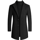 Mens Woolen Trench Coats Winter Lapel Long Jacket Office Fomal Outwear Overcoat