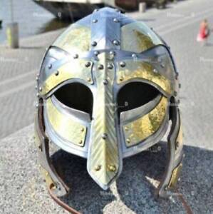 Medieval Steel Helmet Norman Viking Sca Larp Battle Warrior Replica Armor Helmet