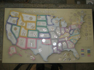 MAP USA COINS BU Statehood Quarters Collection - WITH DC & TERRITORIES 56 COINS