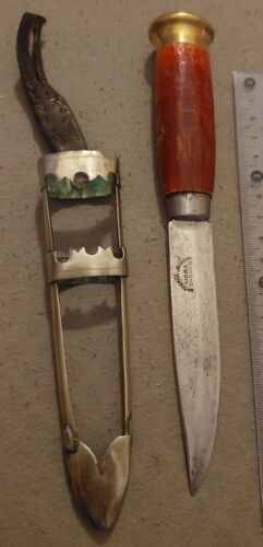 Knife of Jonsson Brothers-Mora Sweden-Metal sheet-Carbon blade- Wooden handle