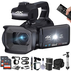 4K Video Camera Camcorder, 64MP 60FPS18X Digital Zoom Auto Focus Vlogging Camera