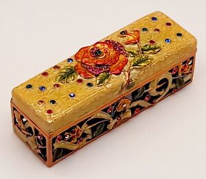 Elegant trinket box multi color Lipstick Case Holder antique copper ornaments