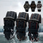 Universal Silicone Watch Band Strap Rubber Waterproof Men's Black 19-24MM Hoop