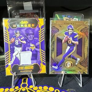 Kirk Cousins 2021 Gold Standard Prizm /99, ‘23 Absolute NFL Relic /99 SP Vikings