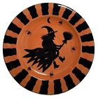 Laurie Gates Halloween Plate. Witch & Spiders. Orange & Black. 9.75”