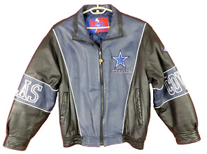 NFL DALLAS COWBOY Men 100% Genuine Leather Coat Jacket Insulated Blue Multi L