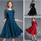 European Womens Lace 3/4 Sleeve Swing Slim Fit Dress A-Line Party Cocktail Dress