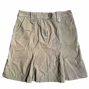 Worthington Skirt Size 6 Knee Length Tan Khaki Flare Button Beachy Work Weekend