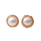 US 8~10mm Natural Freshwater Pearl Earrings 14K Gold Plated Studs Wedding Gifts