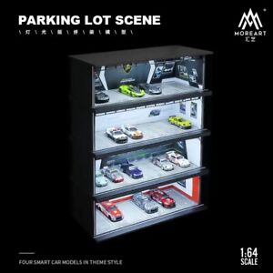 MoreArt 1:64 Model Car Station Assemble Diorama LED Lighting Garage Display Case