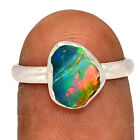 Treated Chalama Black Opal 925 Sterling Silver Ring Jewelry s.7 CR41897