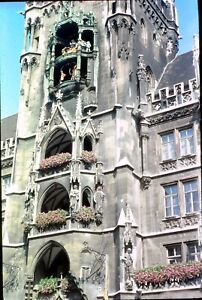 1979 Glockenspiel Clock Street View Munich Germany Kodachrome Generic Slide