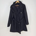 Blacksmith mens trench coat jacket size M black hooded belted long sleeve 074782