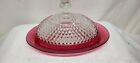 New ListingKings Crown Oval Ruby Red Flash Covered Butter Dish Diamond Point