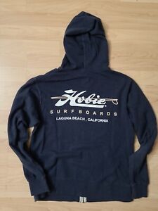 Hobie  Blue Zip Hoodie, Unisex, Hobie Script Logo-Dana. No Hood Ties