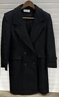 Vintage MADE USA Forecaster Womens Wool Black DBL Breasted Buttoned Coat 7/8