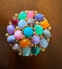 Multicolor Jelly Bean Cabochon Multicolor Dome Brooch Pin Vintage