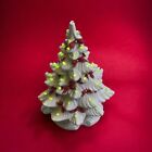 New ListingVTG Ceramic Tree Christmas Atlantic Mold White 16.5” Green Lights Red Polka Bows