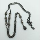 Myka Gunmetal 32 in. Cable Chain Necklace with  Swarovski Crystal Details