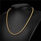 18K Solid Gold Rope Chain Necklace Men Women 16