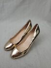 Kate Spade New York High Heel Shoes Womens 8.5 M Cracked Gold Slip On Pumps