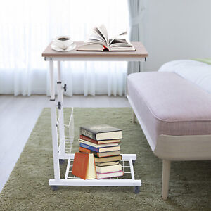 Bedside Sofa Side Table Wheels Hospital Overbed Rolling Tray Adjustable Height