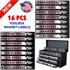 16PCS Magnetic Coded Tool Chest Steel Drawer Cabinet Labels Organizer Metal Box