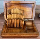 Vintage Estate Wooden Cigarette Tray Box Holder Vintage Match Strike Sectioned