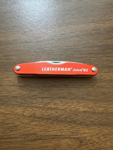 Discontinued Cinnamon Orange Leatherman Juice B2 Folding 2 Blade Knife