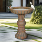 22'Inch Bird Bath Outdoor Concrete Stand&bowls for Garden Patio Statues Decor