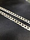 Mens Solid 925 Sterling Silver 10mm Diamond Cut Pave Cuban Curb Chain Necklace