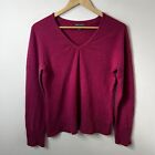 Apt 9 Women’s Cashmere Sweater Size Large Hot Pink V-Neck Long Sleeve Slim Fit