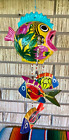 Hanging Folk Art Coconut Fish Hand Carved Mexico Home Tropical Wind Chime #6